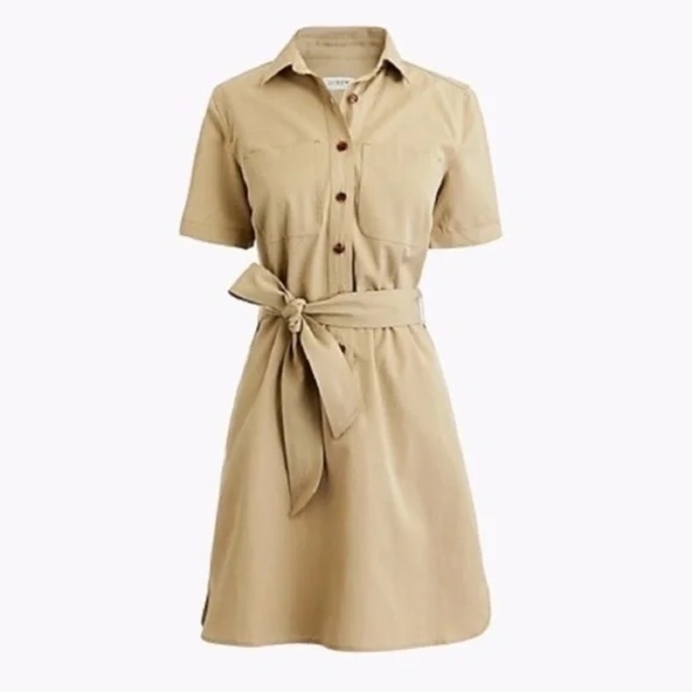 J. Crew Factory Tie-Waist Utility Shirt Dress
